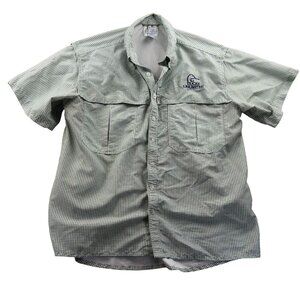 Ducks Unlimited Men Fishing Shirt Large Green Plaid Short Sleeve Ventilated Mesh